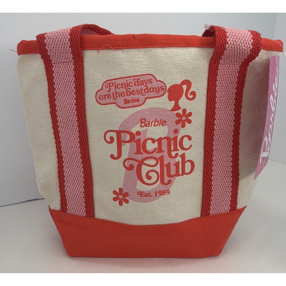 Barbie 8" Girls Best Days Mini Cotton Canvas Tote Bag, Pink NWT